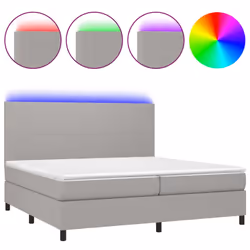 vidaXL Letto a Molle Materasso e LED Grigio Chiaro 200x200 cm Tessuto - Vista aggiuntiva 2