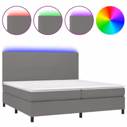 vidaXL Letto a Molle Materasso e LED Grigio Scuro 200x200cm in Tessuto - Vista aggiuntiva 2