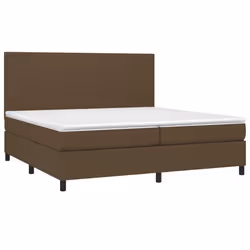 vidaXL Letto a Molle Materasso e LED Marronescuro 200x200cm in Tessuto - Vista aggiuntiva 3