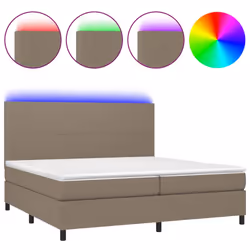 vidaXL Letto a Molle Materasso e LED tortora 200x200cm in Tessuto - Vista aggiuntiva 2