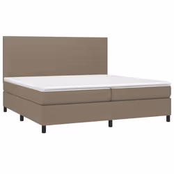 vidaXL Letto a Molle Materasso e LED tortora 200x200cm in Tessuto - Vista aggiuntiva 3
