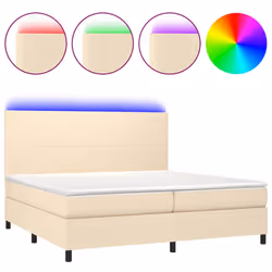 vidaXL Letto a Molle Materasso e LED bianco 200x200cm in Tessuto - Vista aggiuntiva 2