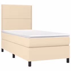 vidaXL Letto a Molle con Materasso e LED Crema 90x190 cm in Tessuto - Vista aggiuntiva 3