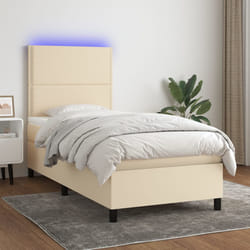 Letto a Molle con Materasso e LED Crema 100x200cm in Tessutocod mxl 98961
