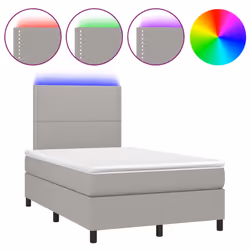 vidaXL Letto a Molle Materasso e LED Grigio Chiaro 120x200 cm Tessuto - Vista aggiuntiva 2