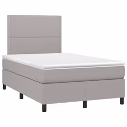 vidaXL Letto a Molle Materasso e LED Grigio Chiaro 120x200 cm Tessuto - Vista aggiuntiva 3