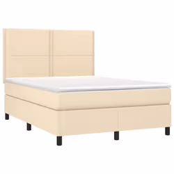 vidaXL Letto a Molle con Materasso e LED Crema 140x200 cm in Tessuto - Vista aggiuntiva 3