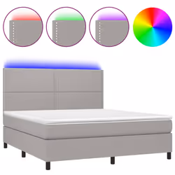 vidaXL Letto a Molle Materasso e LED Grigio Chiaro 180x200 cm Tessuto - Vista aggiuntiva 2