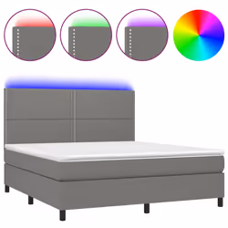 vidaXL Letto a Molle Materasso e LED Grigio Scuro 180x200cm in Tessuto - Vista aggiuntiva 2