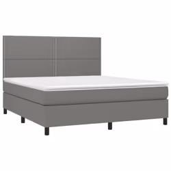 vidaXL Letto a Molle Materasso e LED Grigio Scuro 180x200cm in Tessuto - Vista aggiuntiva 3
