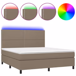 Letto a Molle con Materasso e LED Tortora 180x200 cm in Tessutocod mxl 74954 - Vista aggiuntiva 2
