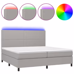 vidaXL Letto a Molle Materasso e LED Grigio Chiaro 200x200 cm Tessuto - Vista aggiuntiva 2