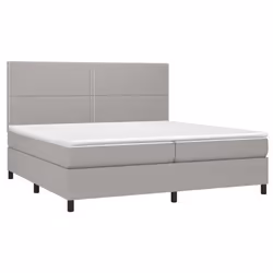 vidaXL Letto a Molle Materasso e LED Grigio Chiaro 200x200 cm Tessuto - Vista aggiuntiva 3