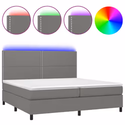 vidaXL Letto a Molle Materasso e LED Grigio Scuro 200x200cm in Tessuto - Vista aggiuntiva 2