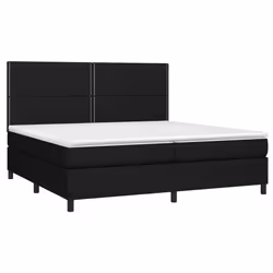 vidaXL Letto a Molle Materasso e LED Nero 200x200cm in Tessuto - Vista aggiuntiva 3