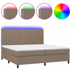 vidaXL Letto a Molle Materasso e LED tortora 200x200cm in Tessuto - Vista aggiuntiva 2