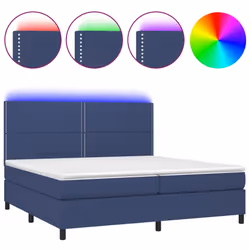 vidaXL Letto a Molle Materasso e LED Blu 200x200cm in Tessuto - Vista aggiuntiva 2