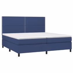 vidaXL Letto a Molle Materasso e LED Blu 200x200cm in Tessuto - Vista aggiuntiva 3