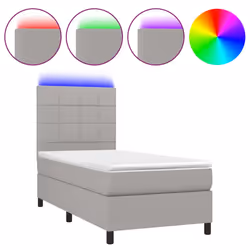 vidaXL Letto a Molle Materasso e LED Grigio Chiaro 80x200 cm Tessuto - Vista aggiuntiva 2