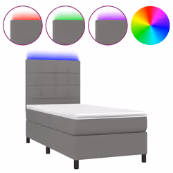 vidaXL Letto a Molle Materasso e LED Grigio Scuro 80x200 cm in Tessuto - Vista aggiuntiva 2