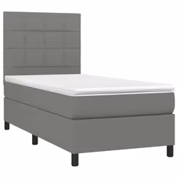 vidaXL Letto a Molle Materasso e LED Grigio Scuro 80x200 cm in Tessuto - Vista aggiuntiva 3