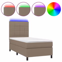 vidaXL Letto a Molle con Materasso e LED Tortora 90x200 cm in Tessuto - Vista aggiuntiva 2