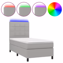 Letto a Molle Materasso e LED Grigio Chiaro 100x200 cm Tessutocod mxl 122890 - Vista aggiuntiva 2