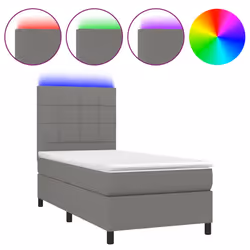 Letto a Molle Materasso e LED Grigio Scuro 100x200cm in Tessutocod mxl 98962 - Vista aggiuntiva 2