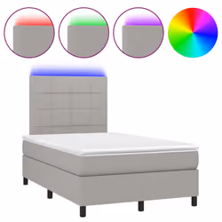 vidaXL Letto a Molle Materasso e LED Grigio Chiaro 120x200 cm Tessuto - Vista aggiuntiva 2