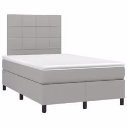 vidaXL Letto a Molle Materasso e LED Grigio Chiaro 120x200 cm Tessuto - Vista aggiuntiva 3