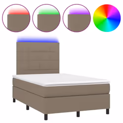 vidaXL Letto a Molle con Materasso e LED Tortora 120x200cm in Tessuto - Vista aggiuntiva 2