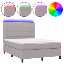 Letto a Molle Materasso e LED Grigio Chiaro 140x190 cm Tessutocod mxl 74961 - Vista aggiuntiva 2
