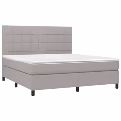 vidaXL Letto a Molle Materasso e LED Grigio Chiaro 160x200 cm Tessuto - Vista aggiuntiva 3