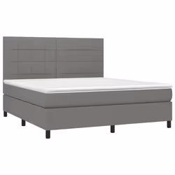 vidaXL Letto a Molle Materasso e LED Grigio Scuro 160x200cm in Tessuto - Vista aggiuntiva 3