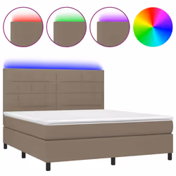 Letto a Molle con Materasso e LED Tortora 160x200 cm in Tessutocod mxl 98969 - Vista aggiuntiva 2