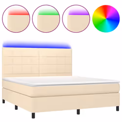 Letto a Molle con Materasso e LED Crema 180x200 cm in Tessutocod mxl 122904 - Vista aggiuntiva 2