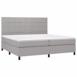 vidaXL Letto a Molle Materasso e LED Grigio Chiaro 200x200 cm Tessuto - Vista aggiuntiva 3