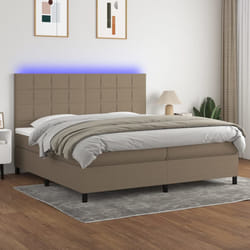 vidaXL Letto a Molle Materasso e LED tortora 200x200cm in Tessuto