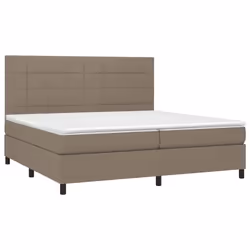 vidaXL Letto a Molle Materasso e LED tortora 200x200cm in Tessuto - Vista aggiuntiva 3