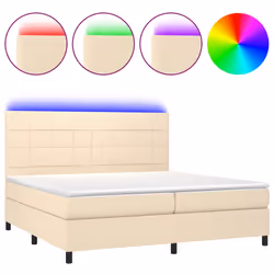vidaXL Letto a Molle Materasso e LED bianco 200x200cm in Tessuto - Vista aggiuntiva 2