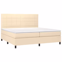 vidaXL Letto a Molle Materasso e LED bianco 200x200cm in Tessuto - Vista aggiuntiva 3
