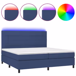 vidaXL Letto a Molle Materasso e LED Blu 200x200cm in Tessuto - Vista aggiuntiva 2