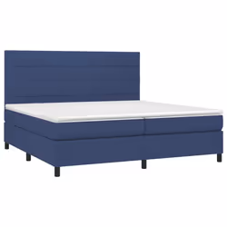 vidaXL Letto a Molle Materasso e LED Blu 200x200cm in Tessuto - Vista aggiuntiva 3