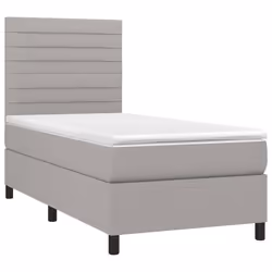 vidaXL Letto a Molle Materasso e LED Grigio Chiaro 90x200 cm Tessuto - Vista aggiuntiva 3