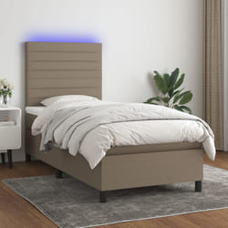 Letto a Molle con Materasso e LED Tortora 100x200cm in Tessutocod mxl 122897