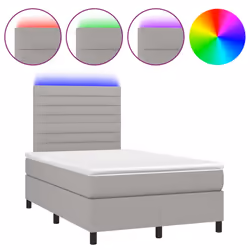 vidaXL Letto a Molle Materasso e LED Grigio Chiaro 120x200 cm Tessuto - Vista aggiuntiva 2