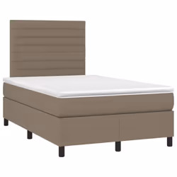 vidaXL Letto a Molle con Materasso e LED Tortora 120x200cm in Tessuto - Vista aggiuntiva 3