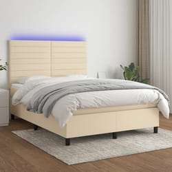 Letto a Molle con Materasso e LED Crema 140x190 cm in Tessutocod mxl 122910