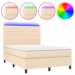 Letto a Molle con Materasso e LED Crema 140x190 cm in Tessutocod mxl 122910 - Vista aggiuntiva 2