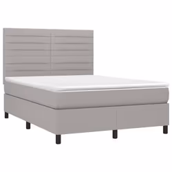 vidaXL Letto a Molle Materasso e LED Grigio Chiaro 140x200 cm Tessuto - Vista aggiuntiva 3